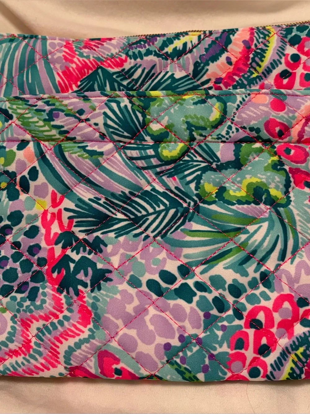 Lilly Pulitzer Teal Pink Multi Floral Cosmetic Pouch